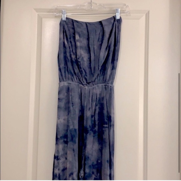 Free People Strapless Jumpsuit Blue Tie Dye Just Float Maxi Casual Resortwear - Picture 4 of 8